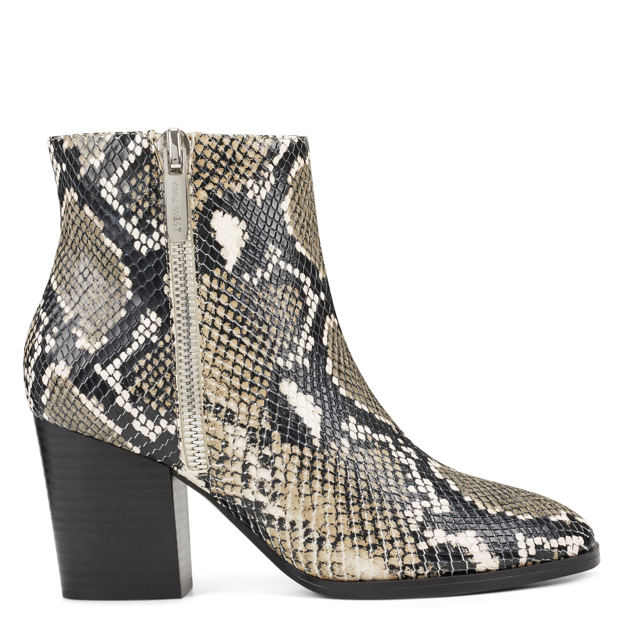 nine west snake embossed ankle boots