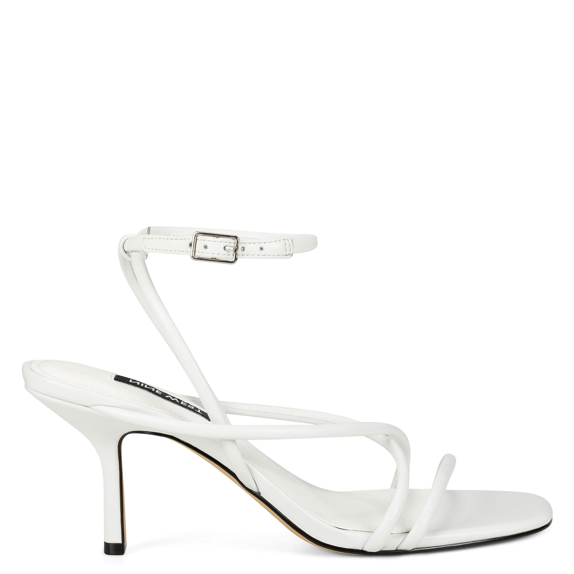 white leather strappy sandals