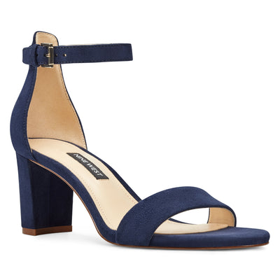 navy block heel shoes with ankle strap