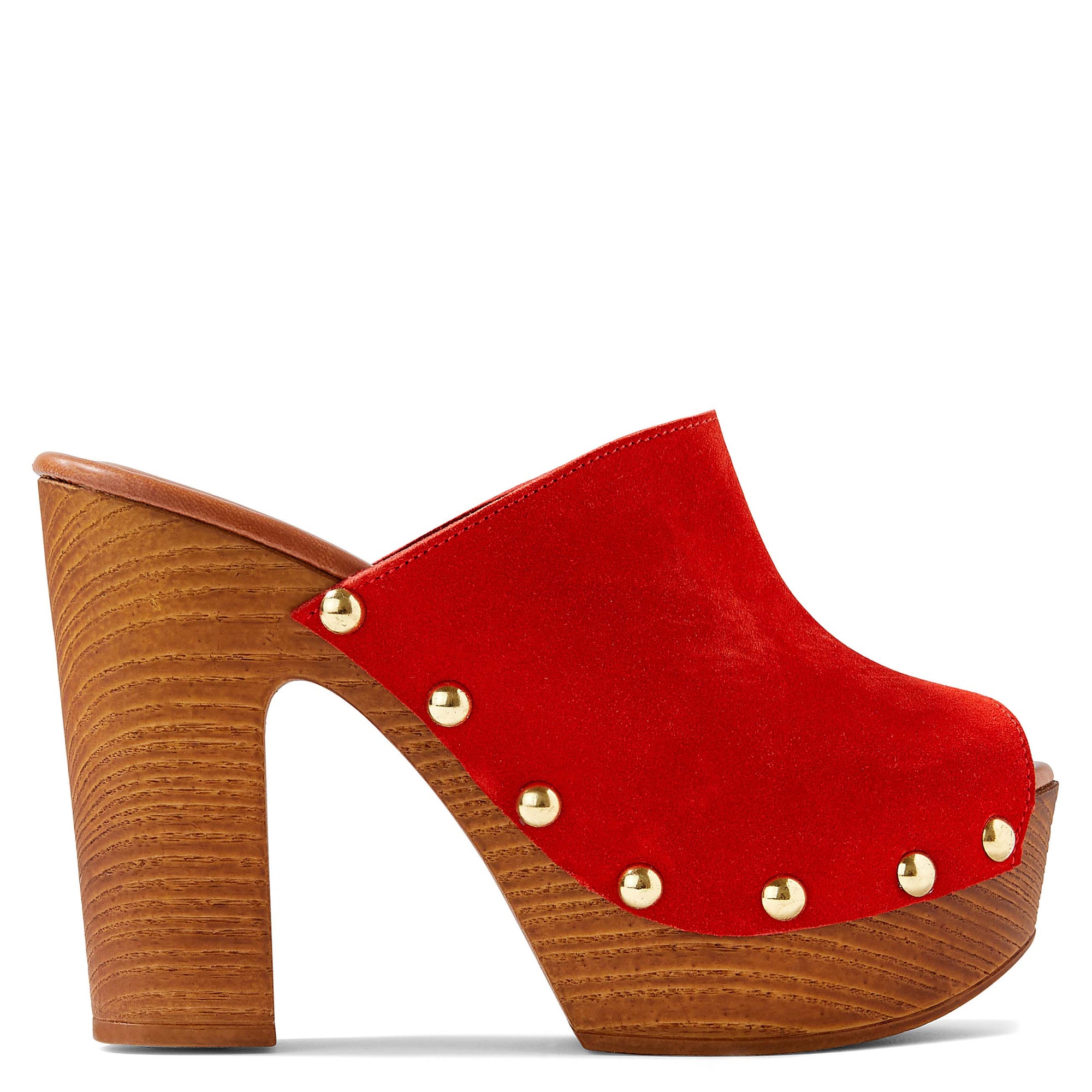 red clog heels