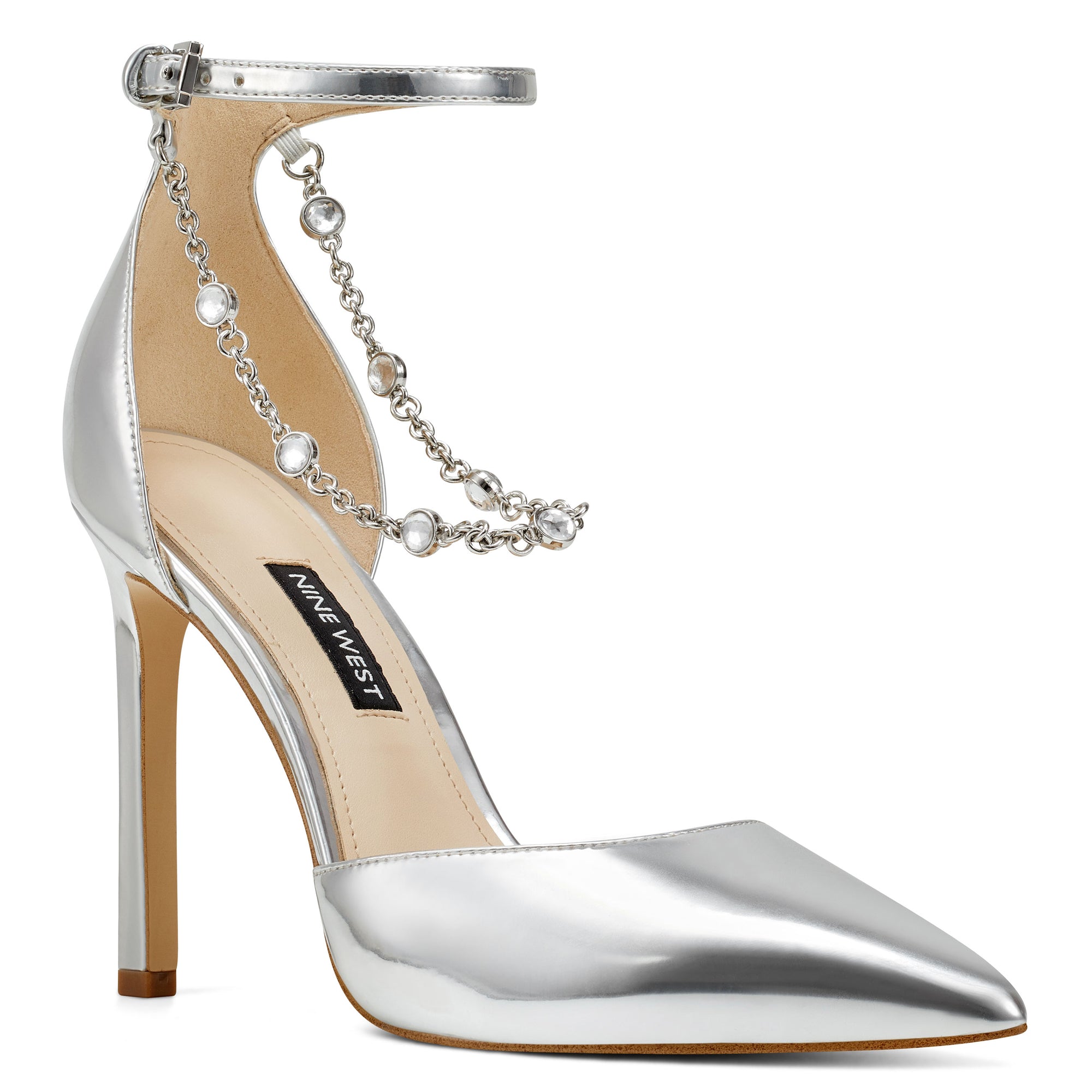 silver pumps with strap