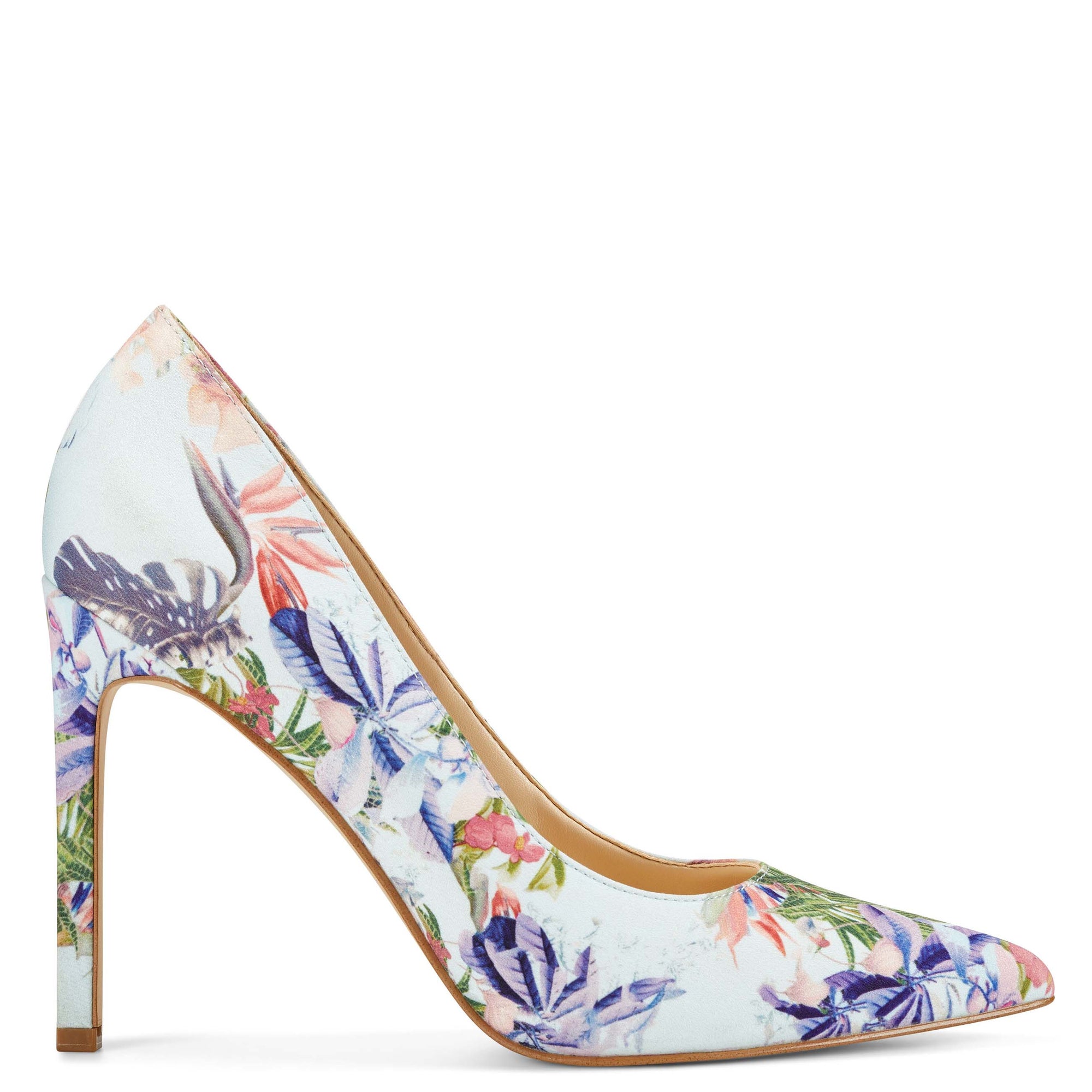 floral pointed toe pumps