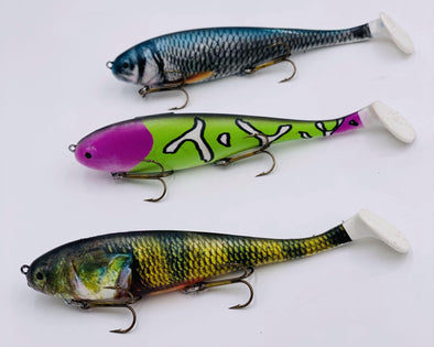 2 ct GIANT Hand Poured Soft Plastic swimbait musky lures Muskie