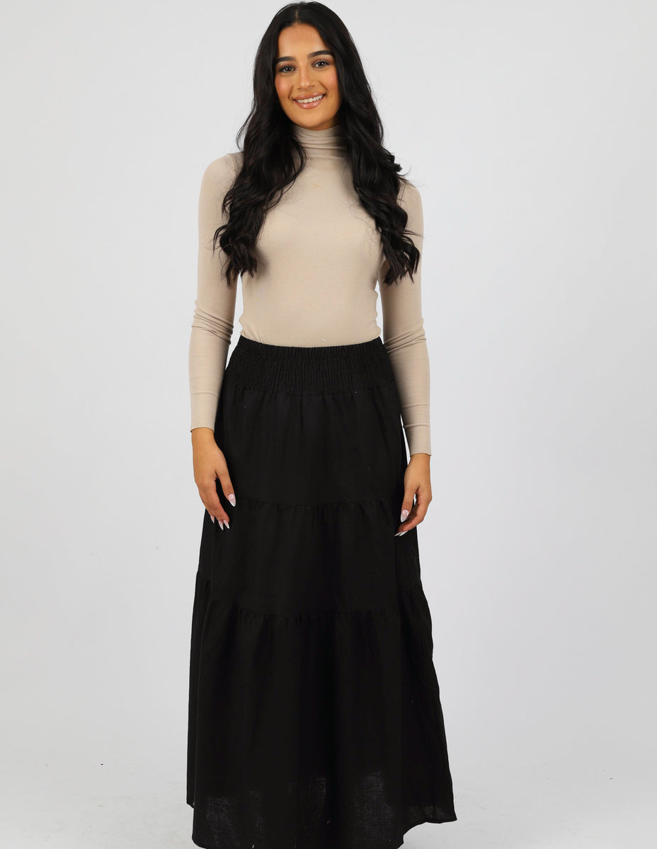 Skirts for Women - Linen Tiered Maxi Skirt | Modelle