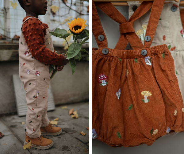 Uniqua Mushrooms corduroy collection for babies and kids