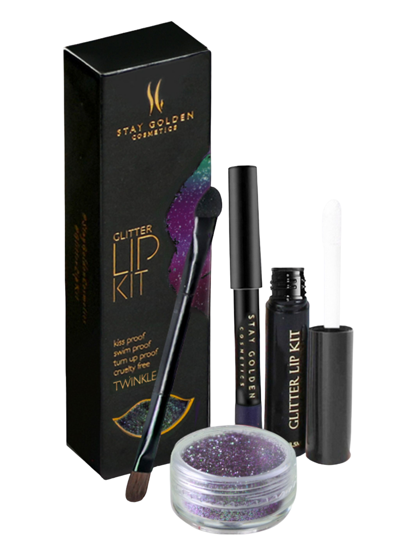 Stay Golden Cosmetics Purple Reign Glitter Lip Kit Transfer Proof