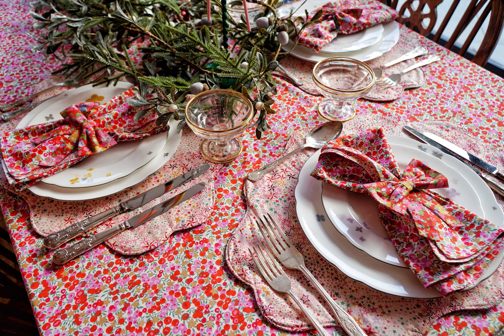 Elegant Christmas Table with Liberty fabric table linen