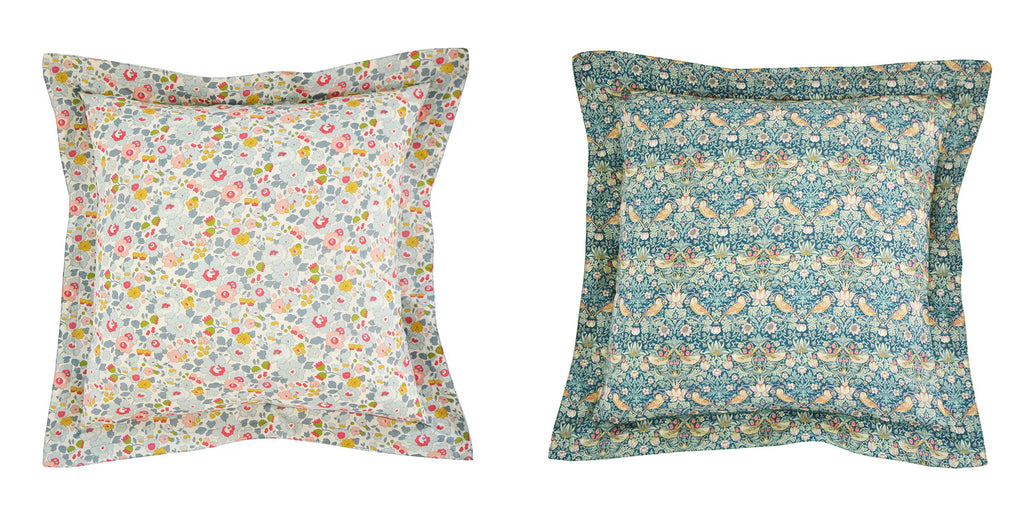 Outdoor cushions and outdoor living textiles by Coco & Wolf made with Liberty print fabric.