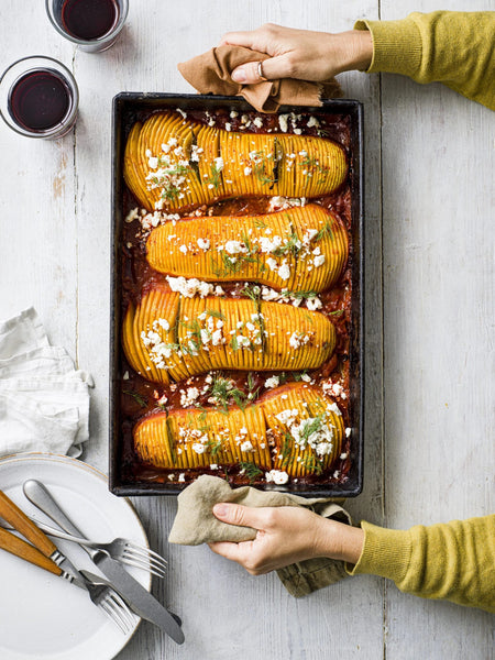 Hasselback Harissa Roasted Butternut Squash Recipe