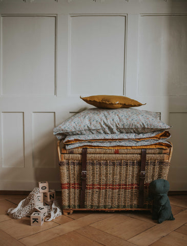 Liberty print bedding in katie and millie and rust