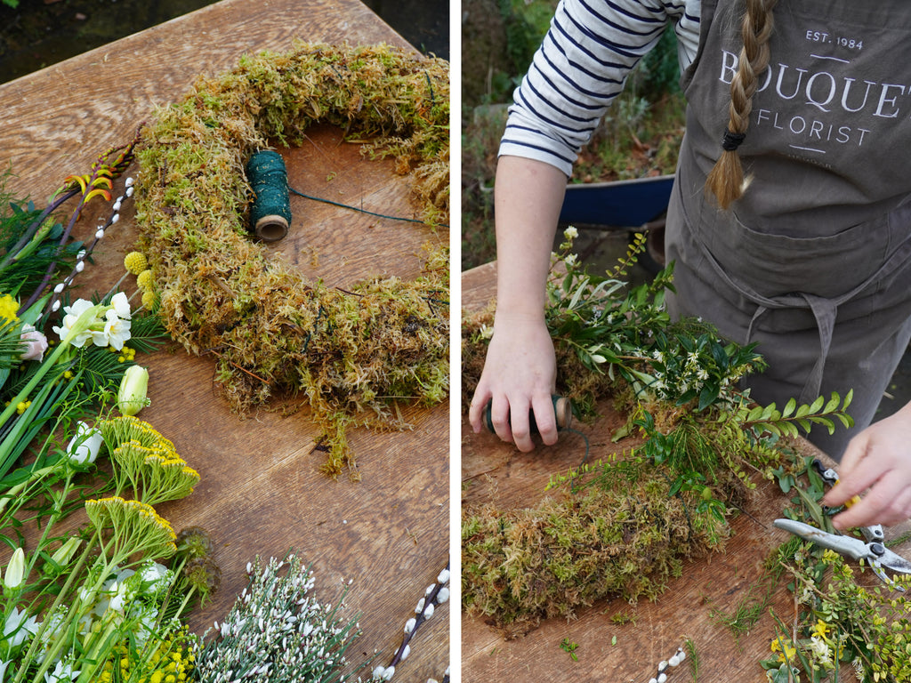 How to make a living wreath with moss base