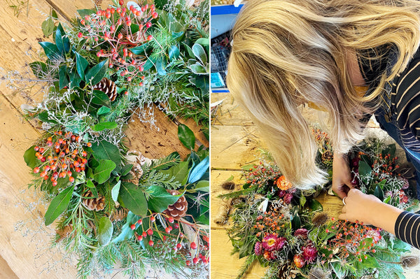 Adding decorative details to your sustainable wreath