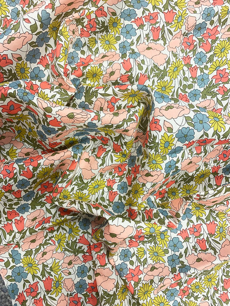 Liberty print exclusive fabrics for Coco & Wolf, Poppy & Daisy Coral