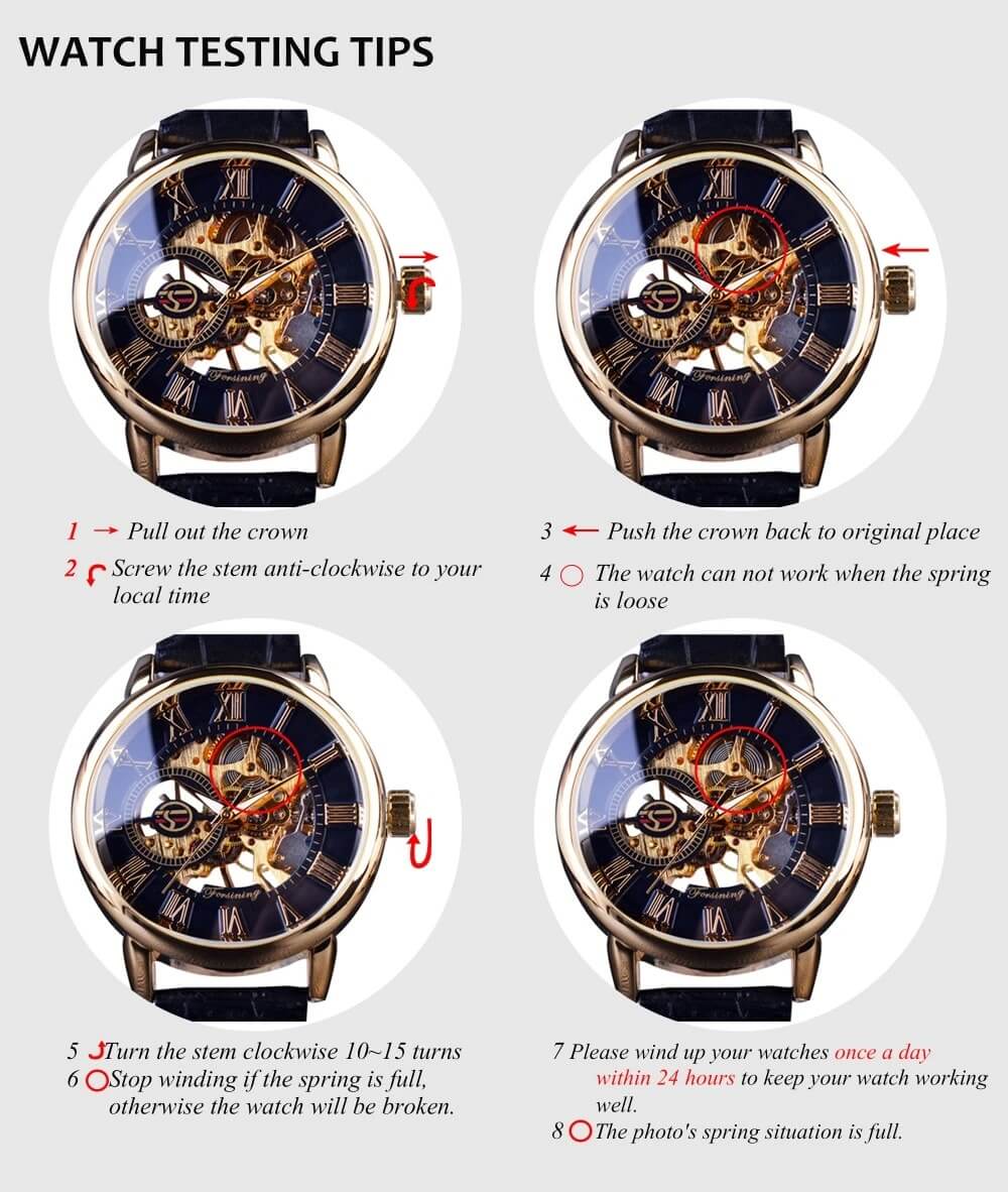 Skeleton Mechanical Watch with Mesh Steel Band Slim detail10