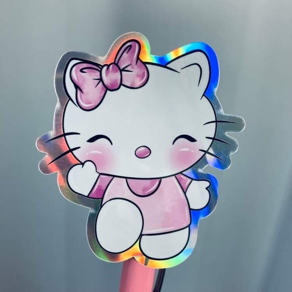 Hello Kitty Holographic Vinyl Cat Decal Die Cut Sticker – The Fat Cat ...