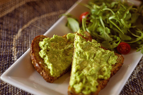Plate of avocado toast and salad