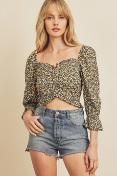 Sweetheart Floral Ruched Top