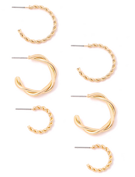 Twisted Open Hoop Earring Set