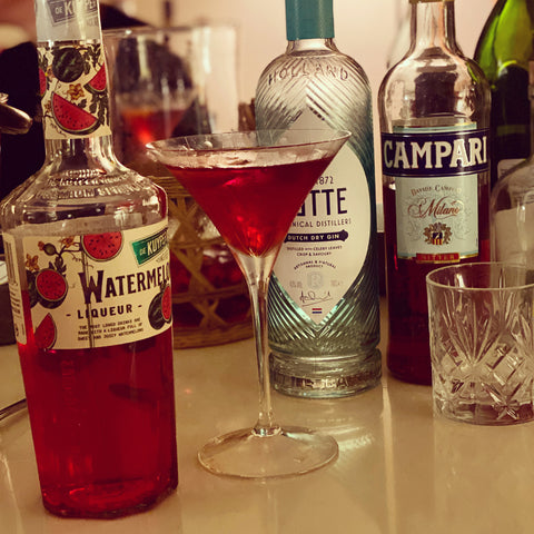 Waltermelon Negroni im Martini Glas