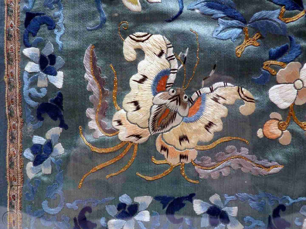 Papillon et fleur sur soie chinoise - Rêve de Papillon