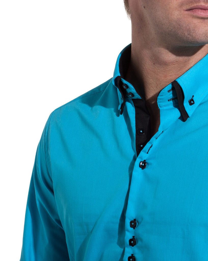 chemise homme bleu turquoise