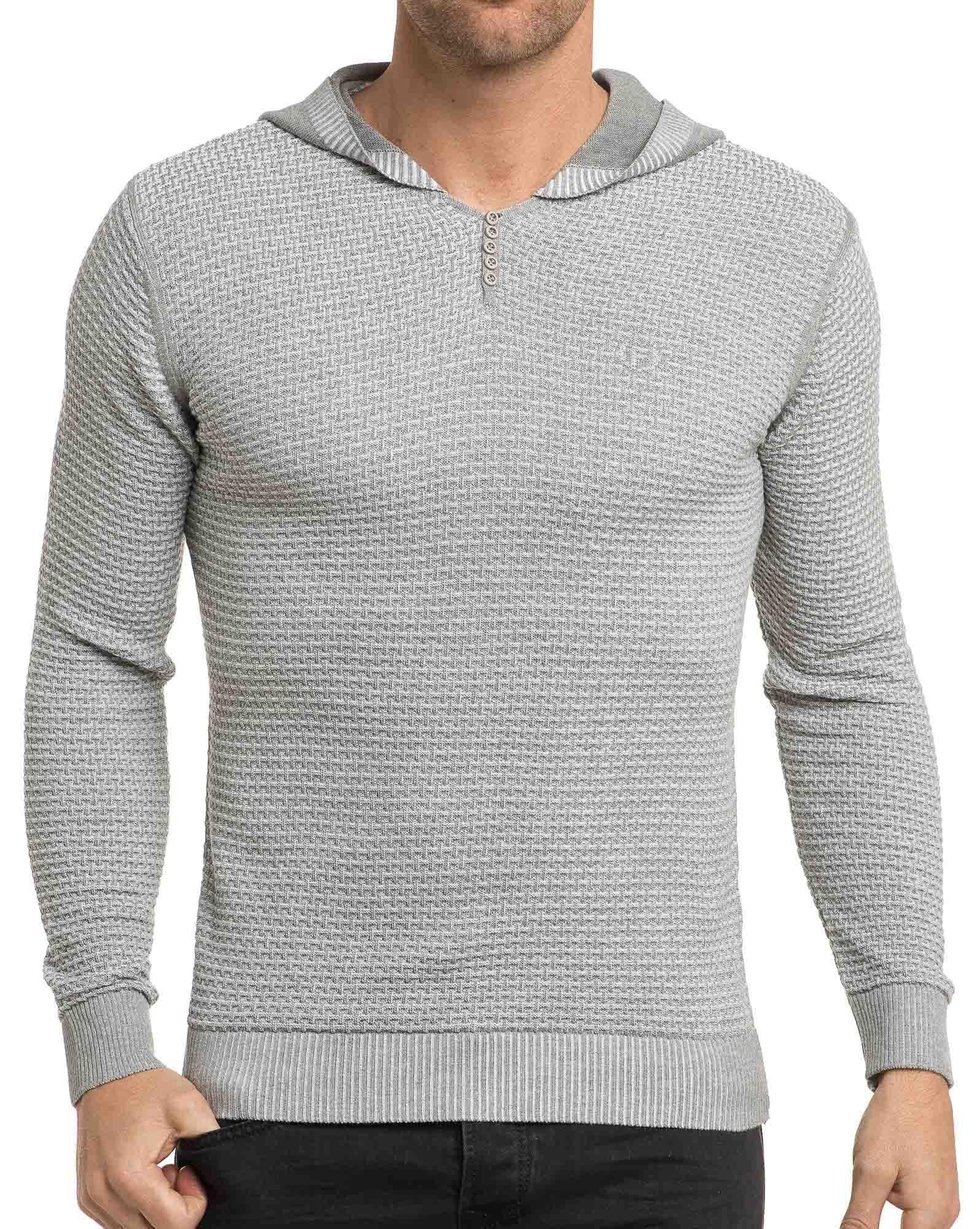 Pull Gris Homme Fin A Capuche