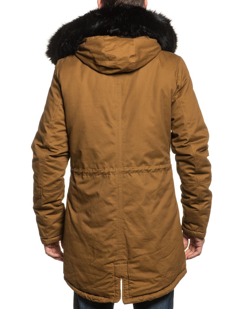 Parka Homme Camel Doublure Fourrure Et Capuche