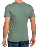 Tee-shirt homme vert uni col rond avec poche