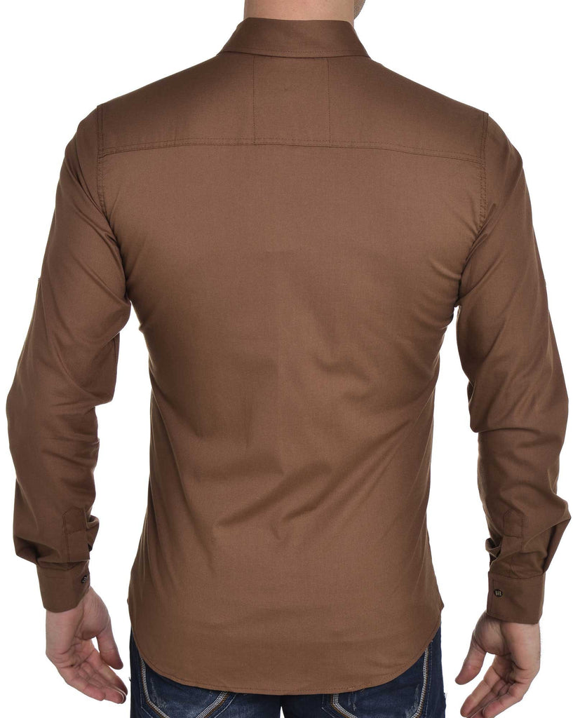 chemise homme marron