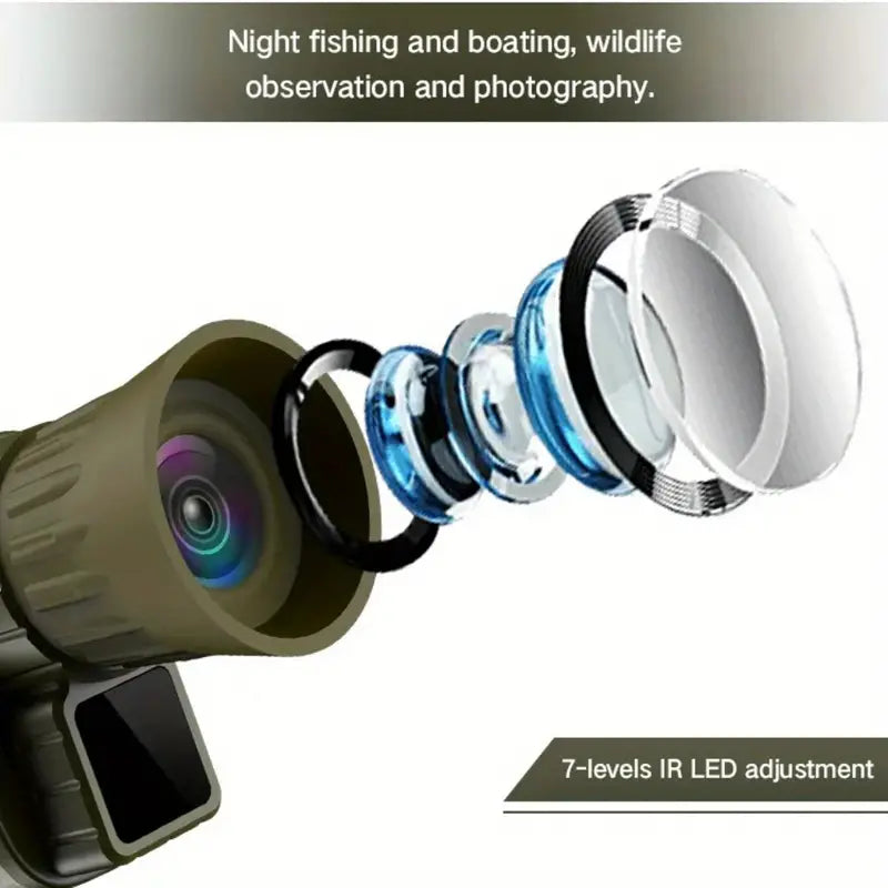 Capture the essence of the night with this advanced monocular telescope, featuring 7-levels IR LED adjustment for perfect clarity in various lighting conditions.
