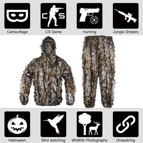 3d leaf ghillie suit functions