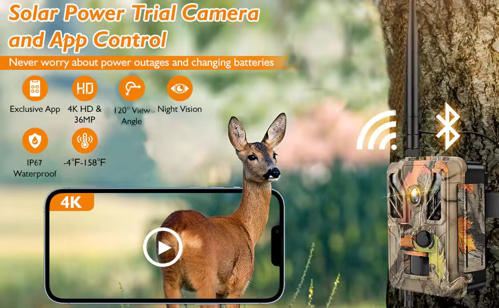 Beobachten Sie Wildtiere in ihrem natürlichen Lebensraum mit dieser innovativen GPS-Tracking-Kamera. Sie zeichnet jede Bewegung präzise und klar auf, wird mit Solarenergie betrieben und über eine spezielle App zur nahtlosen Außenüberwachung gesteuert.