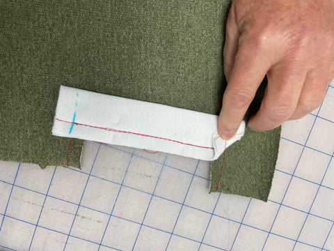 Stitching the welt onto the pocket piece