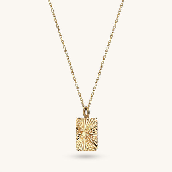 Women's Small Circle Sun Necklace in 14K Yellow Gold