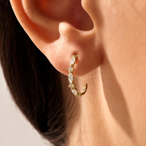 er14442 14K Medium Bamboo Earrings