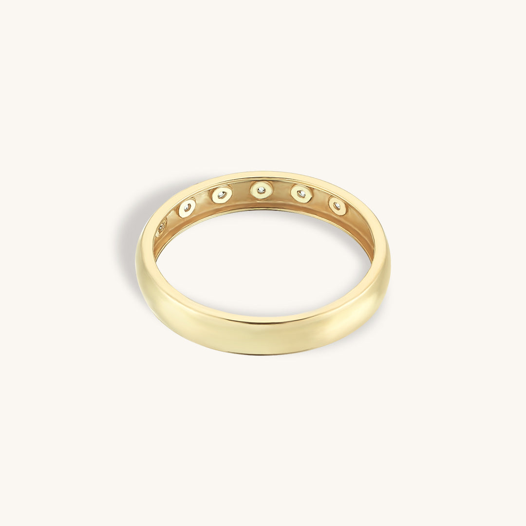 Women's Star Paved Wedding Band Ring in 14k Real Yellow Gold – NORM JEWELS