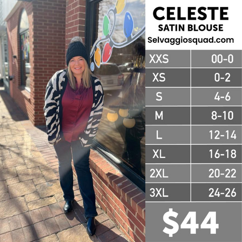 LuLaRoe Celeste Size Chart