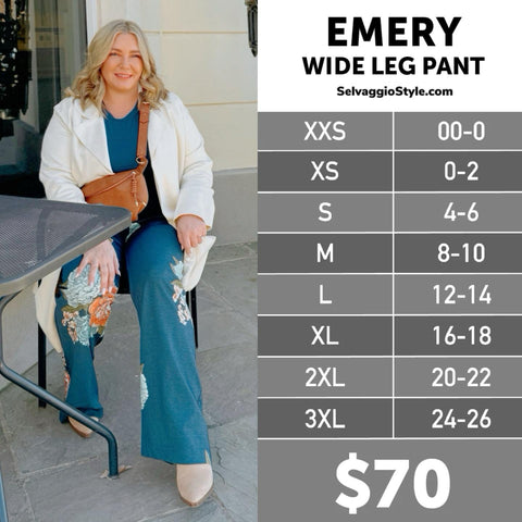 LuLaRoe Emery Size Chart