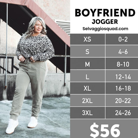 LuLaRoe Boyfriend Jogger Size Chart