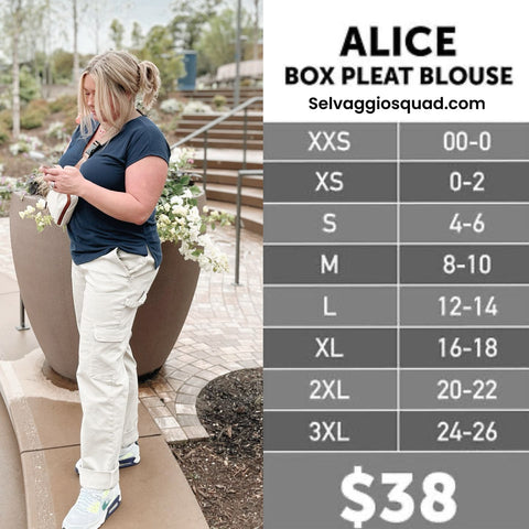 LuLaRoe Alice Size Chart