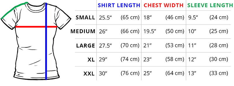 womens t shirt size guide