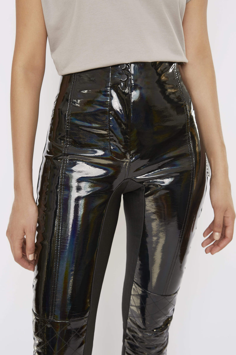 THE 'TURBULENT' HOLOGRAPHIC HIGH-WAISTED BIKER TROUSER