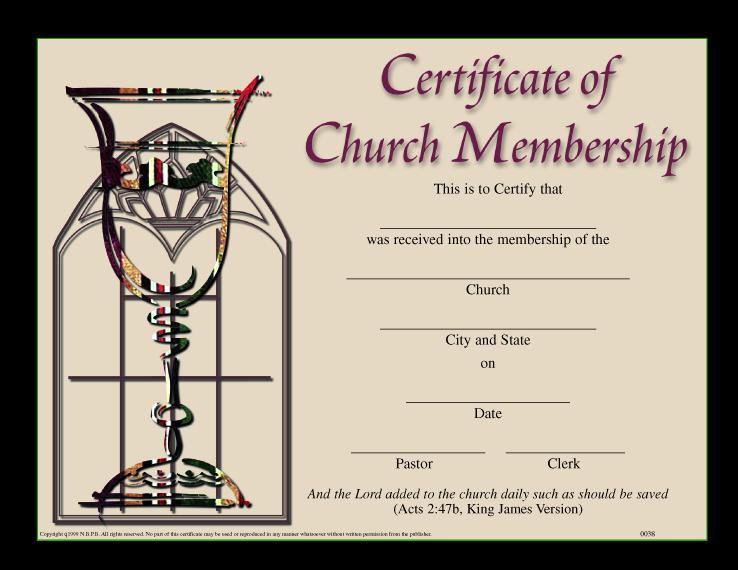 Certificate Of Church Membership – R.H. Boyd Publishing