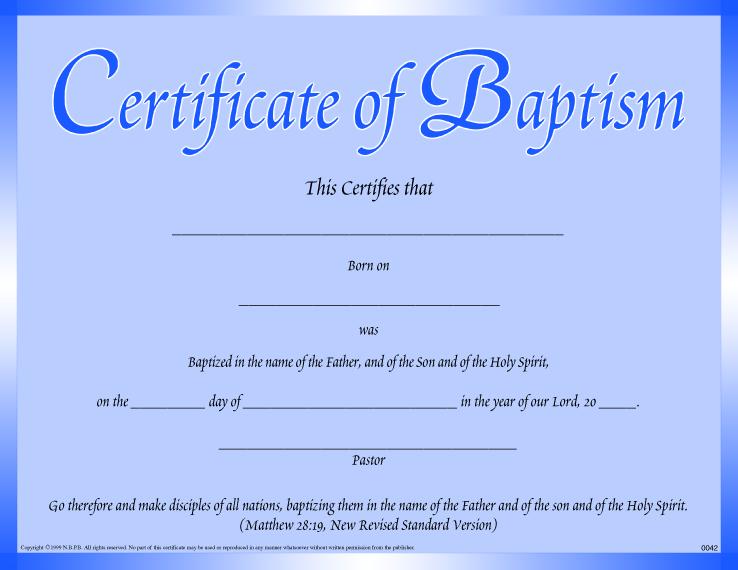 Certificate of Baptism – R.H. Boyd Publishing