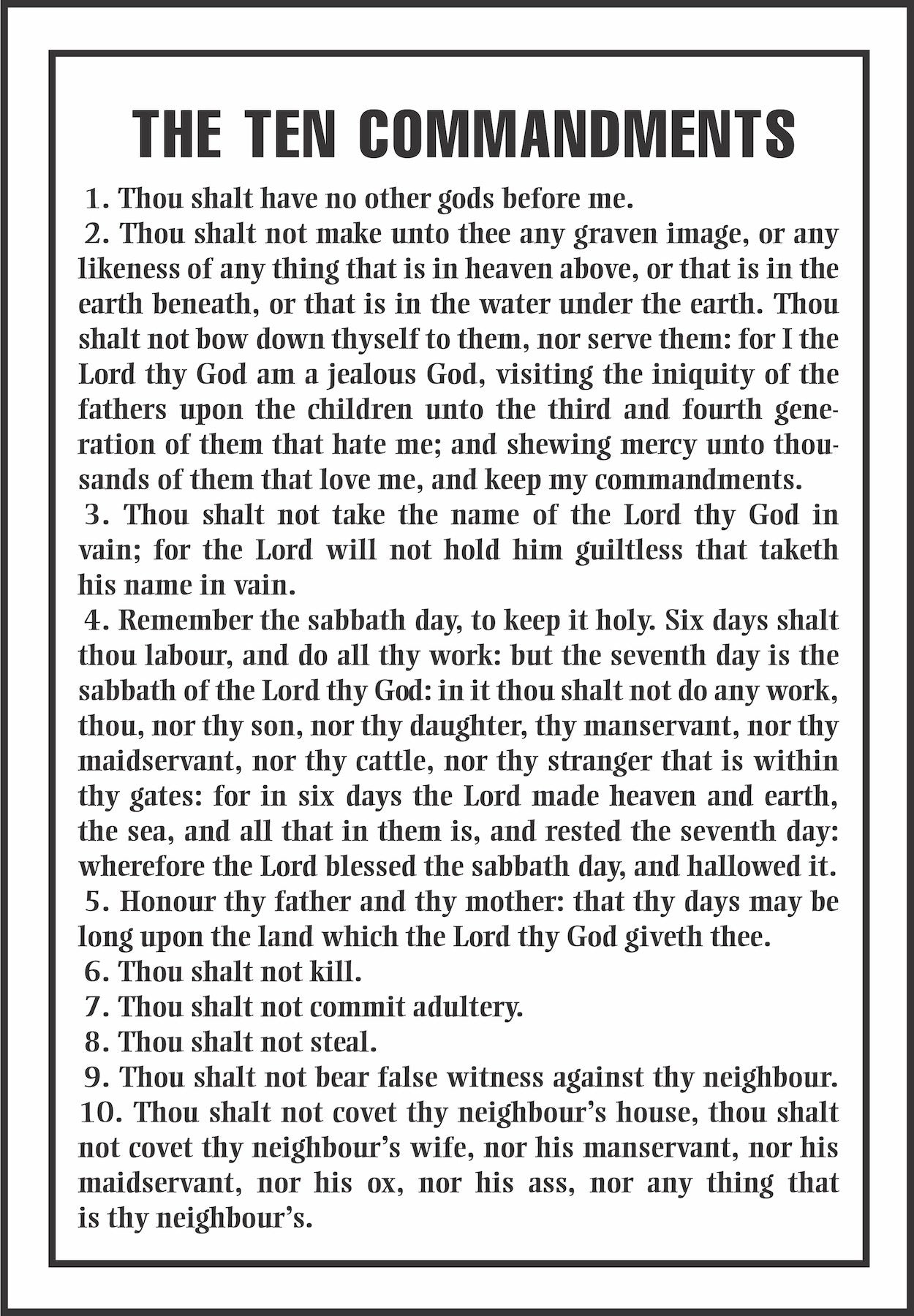 Ten Commandments Chart Rh Boyd Publishing 1538