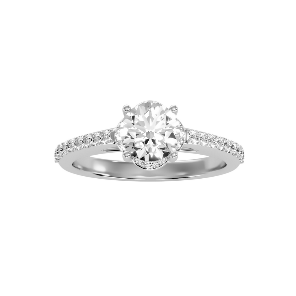 EcoMoissanite 1.54 CTW Round Colorless Moissanite Side Stone Ring