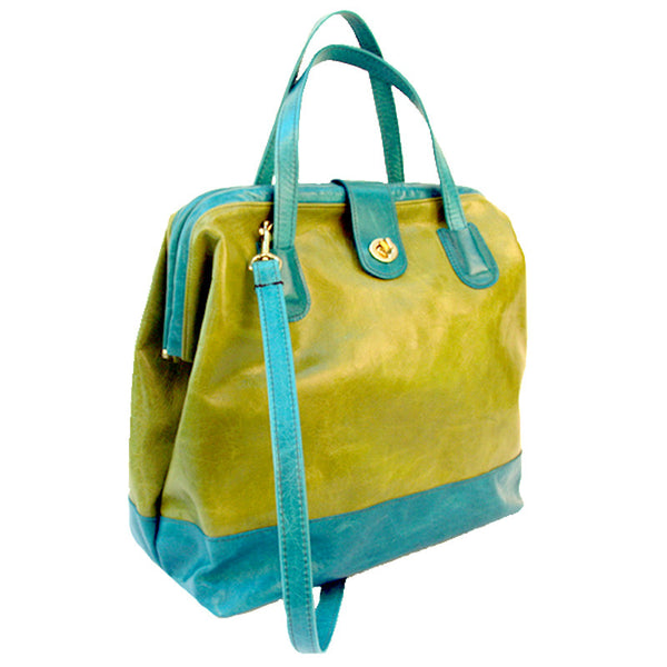 Marco Doctor Bag in Avocado & Ocean Leather - Offhand Designs