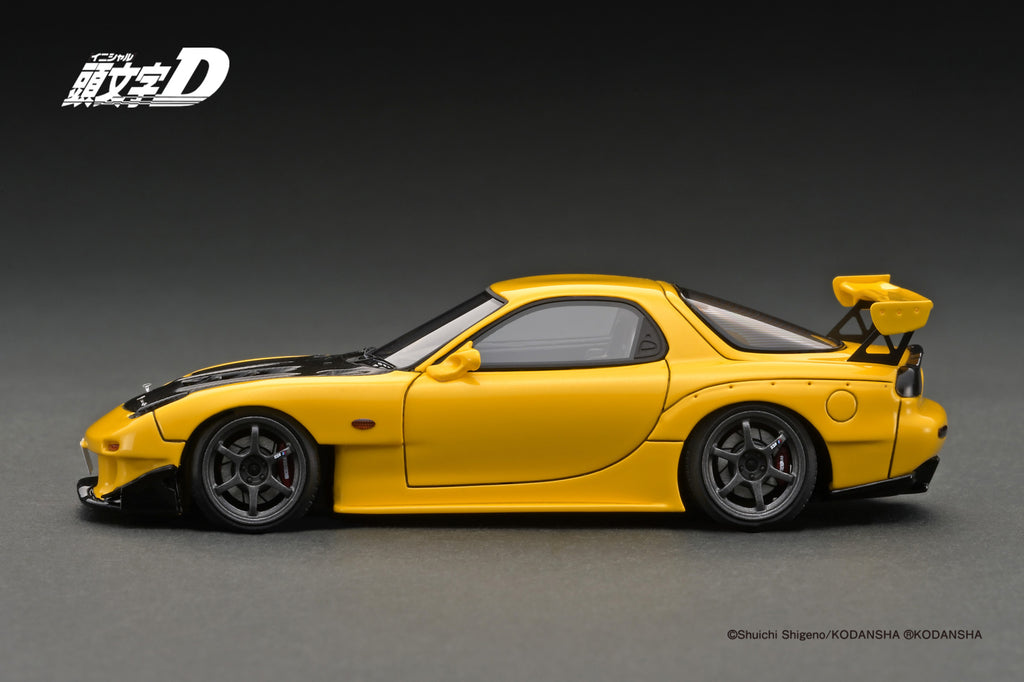 Ignition Model 1:43 Mazda RX-7 (FD3S) Initial D in Yellow with Mr. Kei