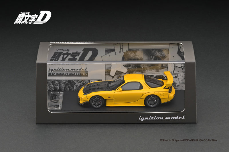 Ignition Model 1:43 Mazda RX-7 (FD3S) Initial D in Yellow with Mr. Keisuke  Takahashi Figure