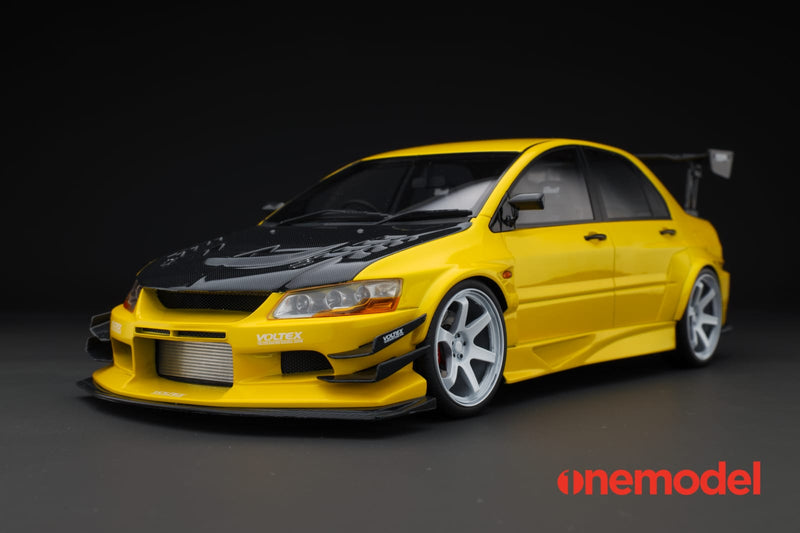 One Model 1:18 Mitsubishi Lancer Evolution IX Voltex with Carbon Bonnet in  Yellow